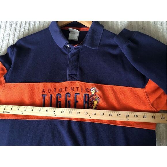 The Disney Store Authentic Tigger Long Sleeve Polo Blue Orange Size L - Picture 8 of 11